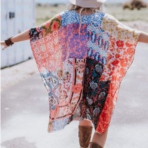 Beautiful Three Bird Nest Boho Kimono Patchwork